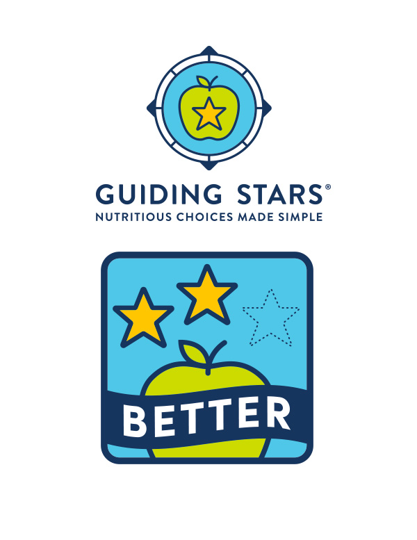 2 Stars - Better, Guiding Stars, Nutritious choices made simple, three gold stars over a green apple labeled better