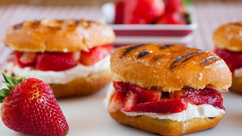 Strawberry Shortcake Grilled Doughnuts