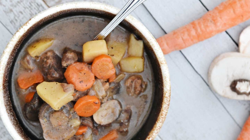 Mushroom Burger Stew with Carrots and Potatoes