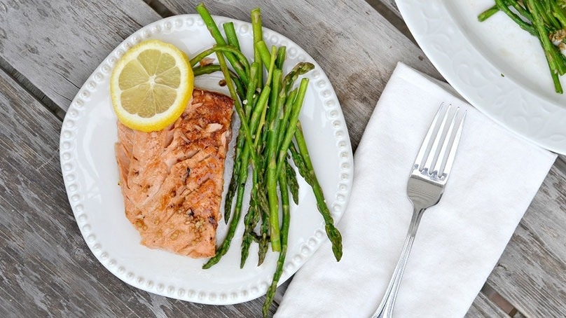 Honey Garlic Glazed Salmon Dinner.