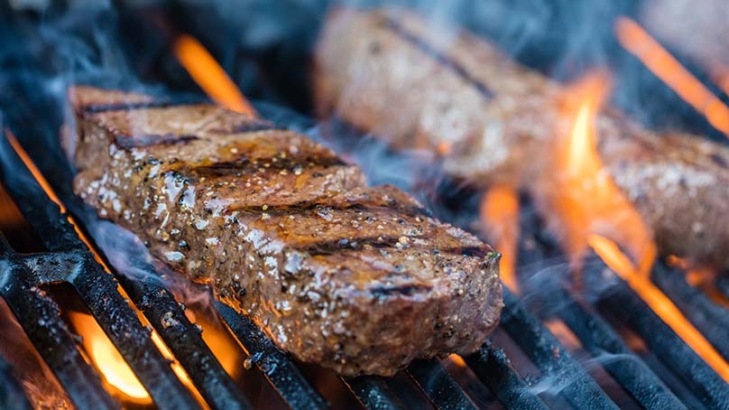 Steaks on the grill