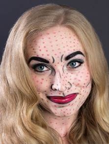 Woman with Comic Book Character Makeup painted on face