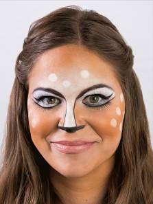 woman with deer makeup painted on face